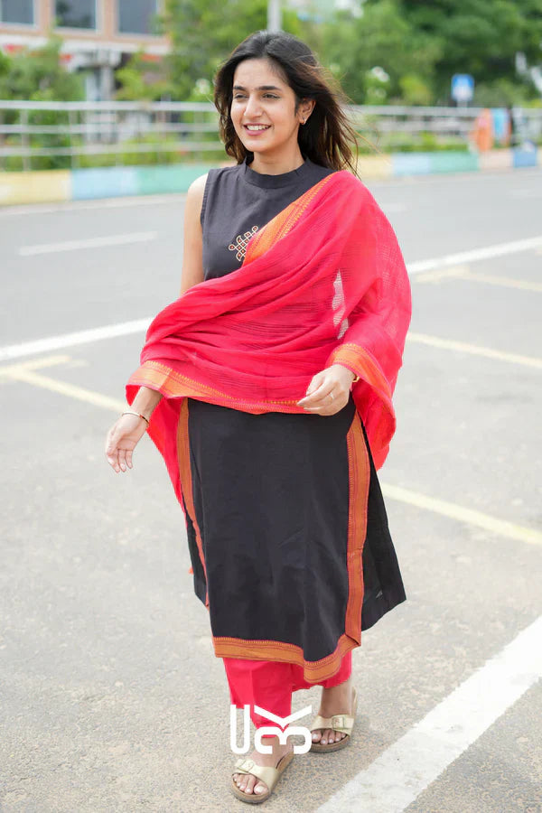 Handloom Kurta set (Dress) In Black