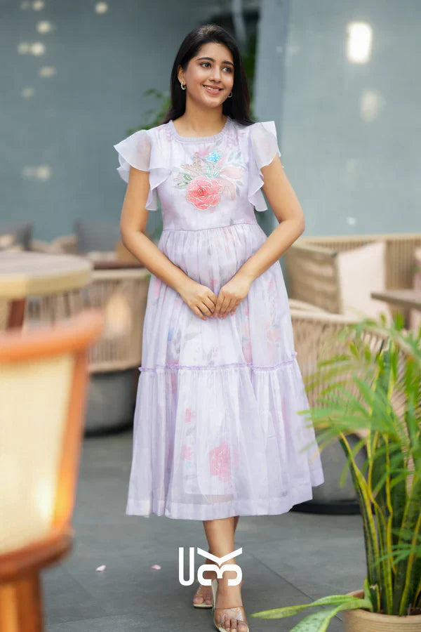 Floriva Kota Doria Midi (Dress) In Lilac