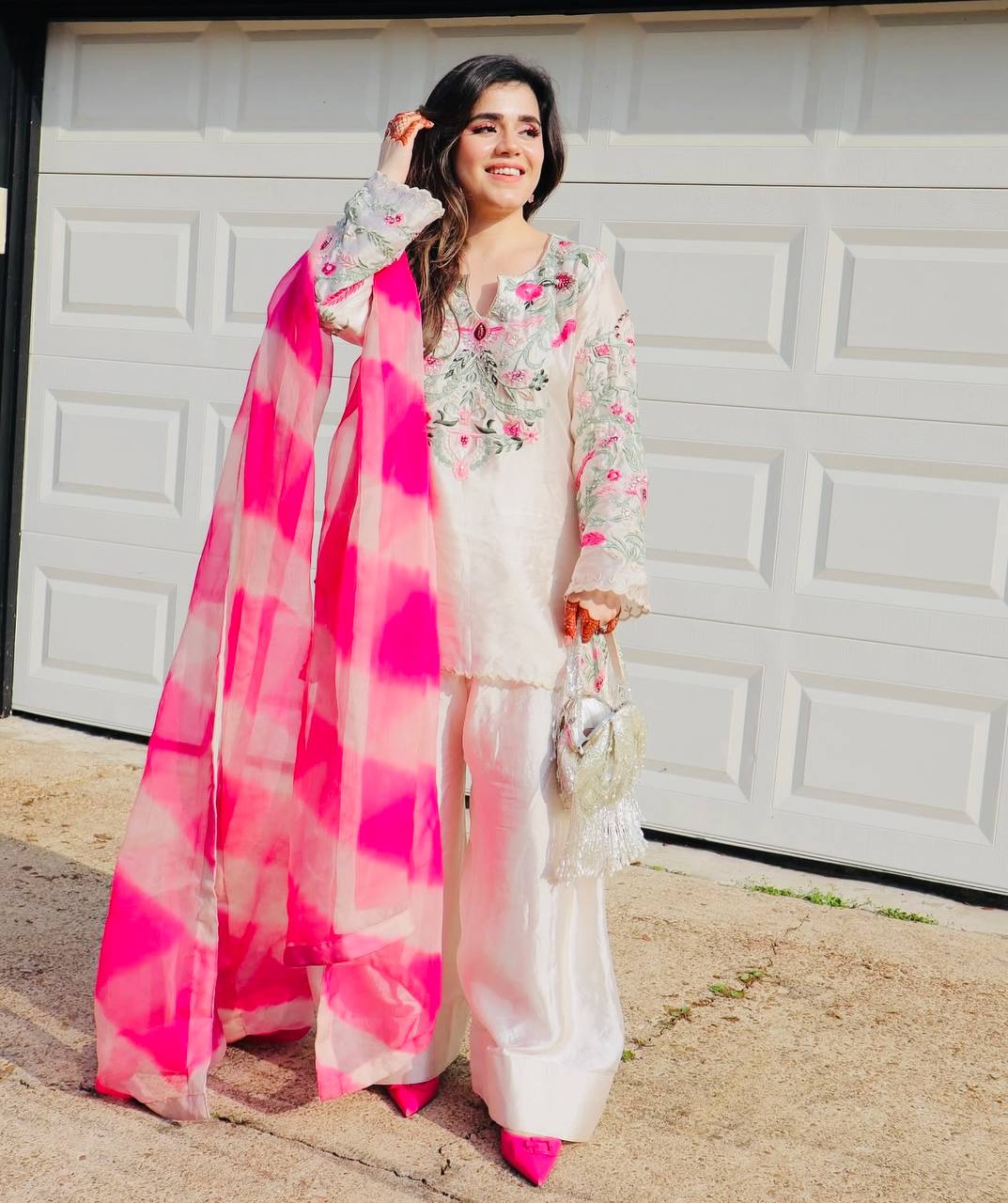 Party Wear Look Pur Natural Crepe Top & Farshi Palazzo With Dupatta set new