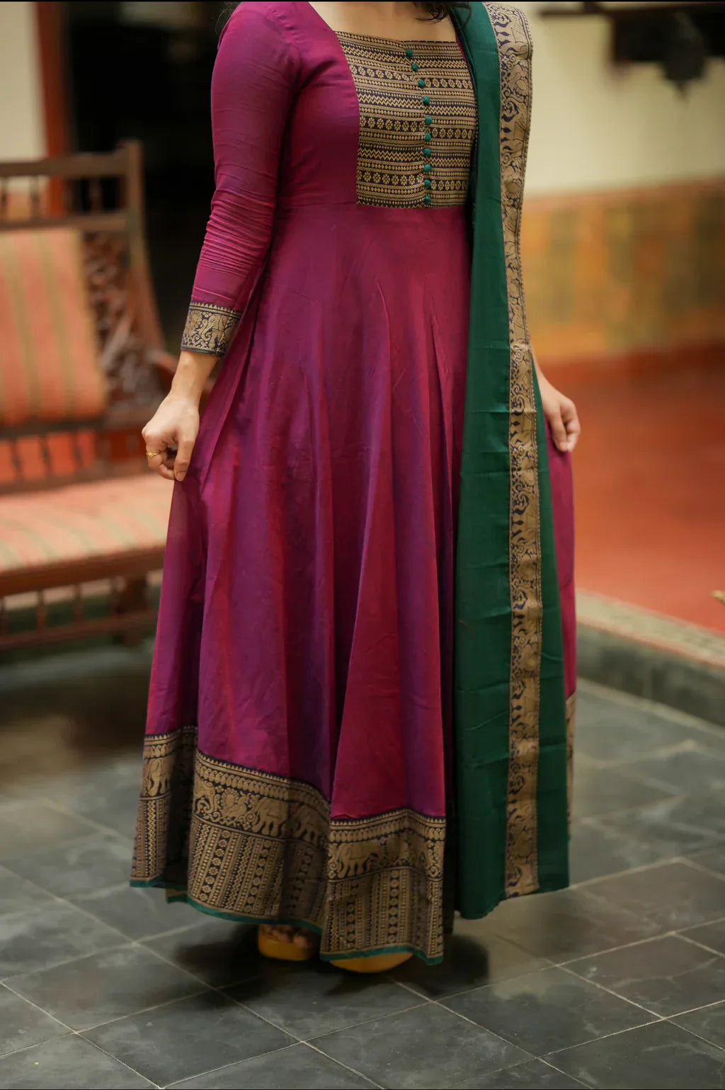 Mirna-Wine kurta set