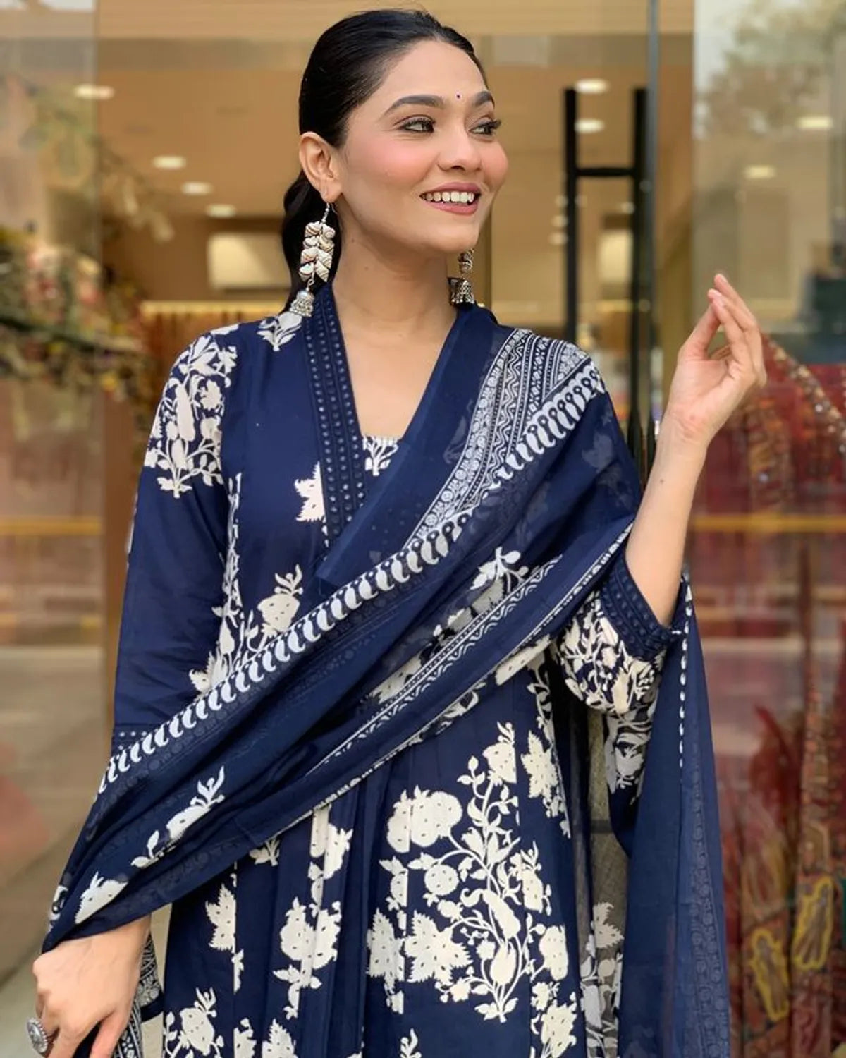 Stylish A-Line Kurti With Bottomwear And Dupatta Set