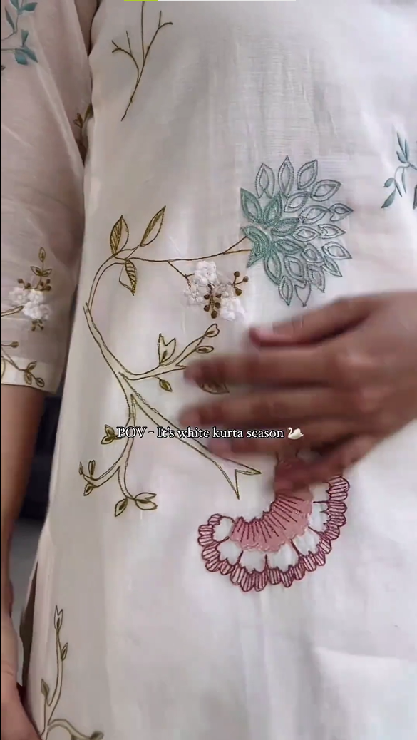 New Pearl Embroidered Floral Kurta Set