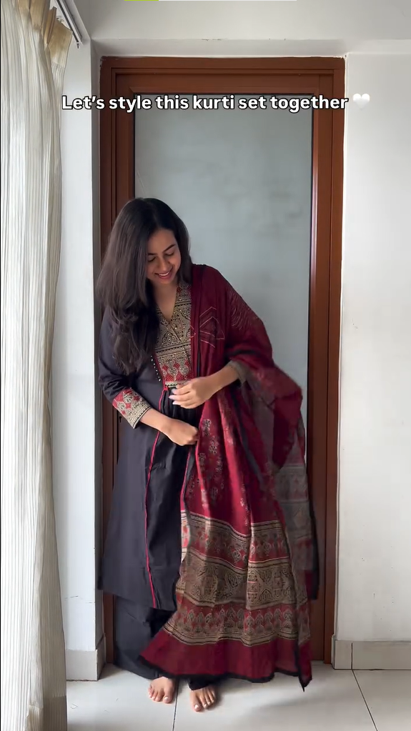 Black Kurta Set with full set