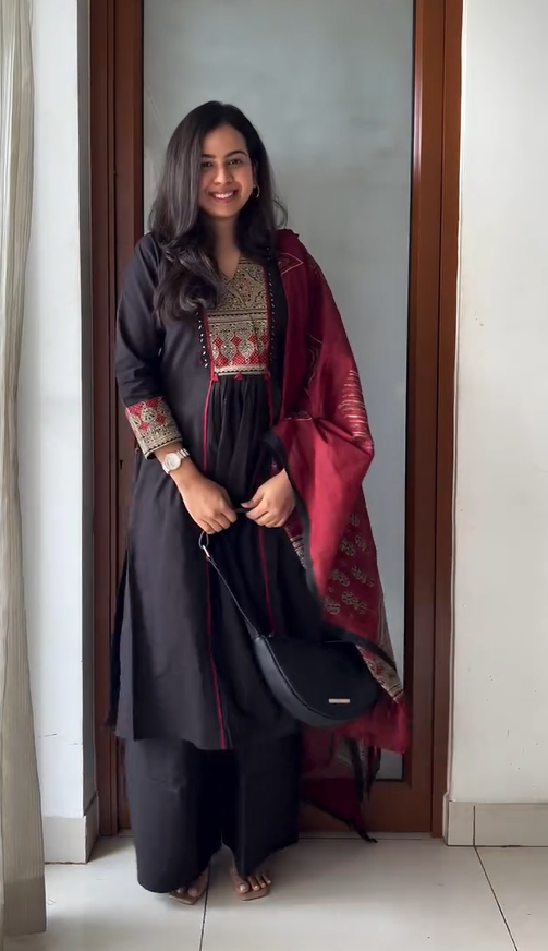 Black Kurta Set with full set