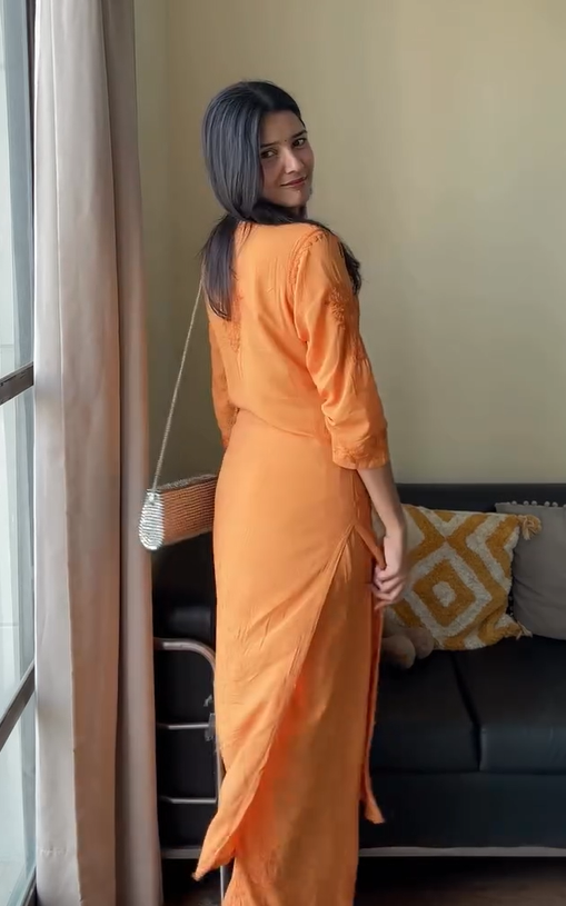 Viscose Georgette Straight Kurta Set With 3D Work