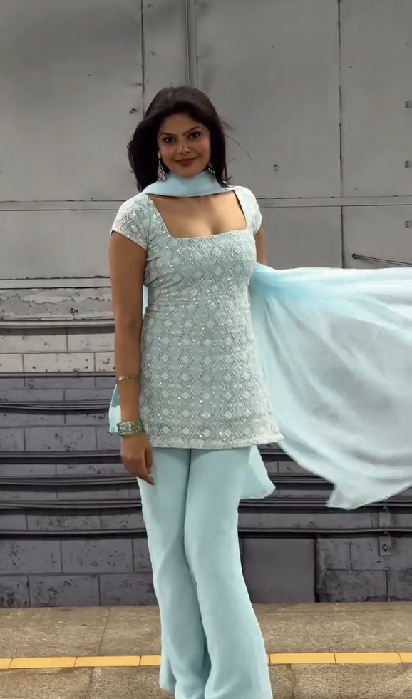 georgette sharara style salwar suit