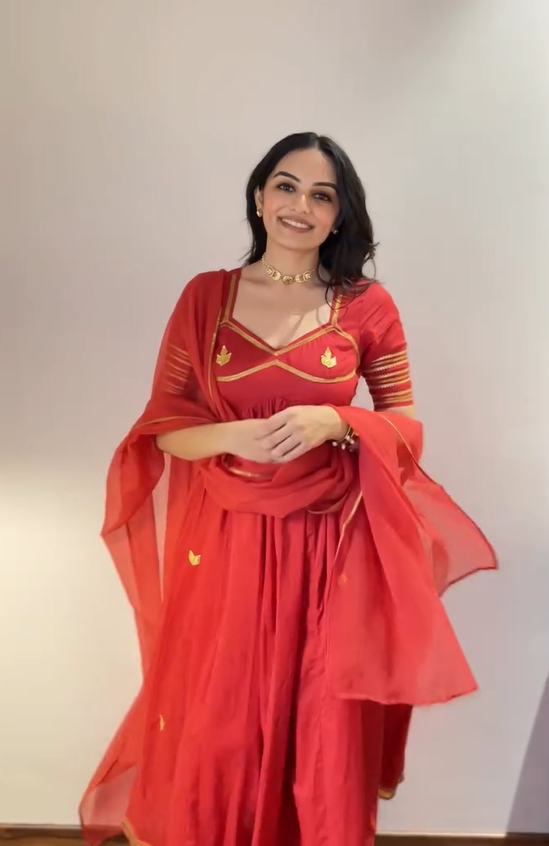 RED AANGI ANARKALI SET OF 3