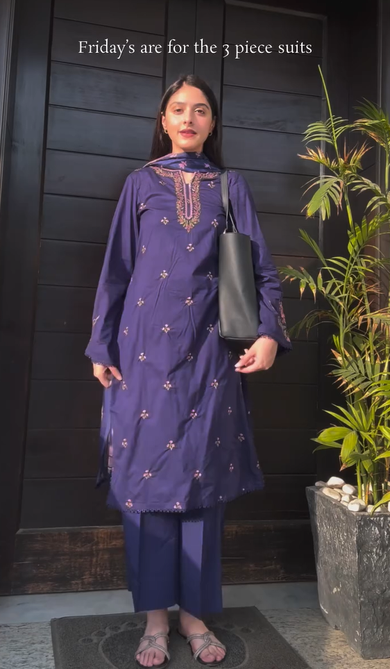 Purple Light Yoke Applique Baano Kurta Set