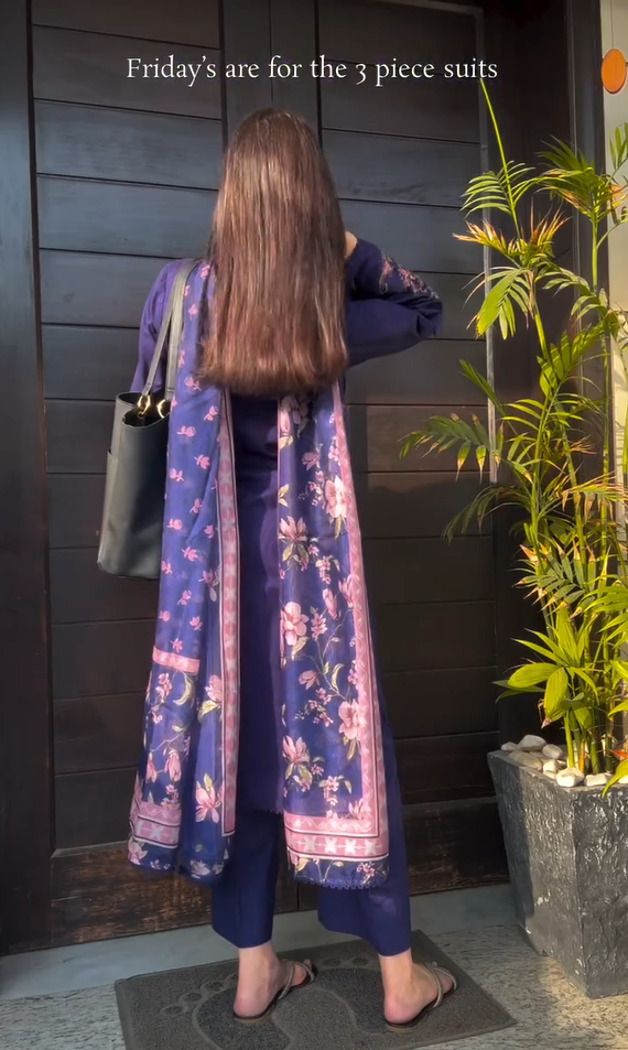 Purple Light Yoke Applique Baano Kurta Set