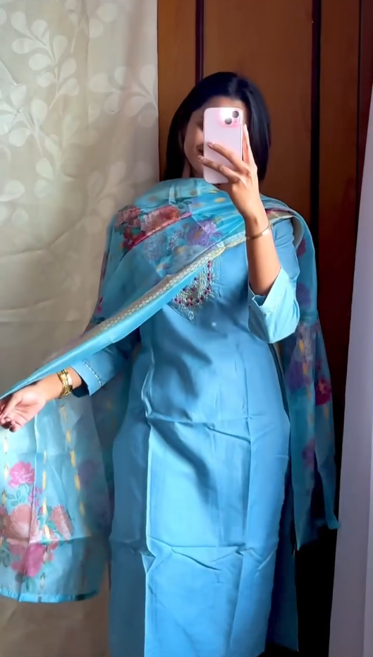 Women Embroidered Straight Kurta & Pants with Dupatta