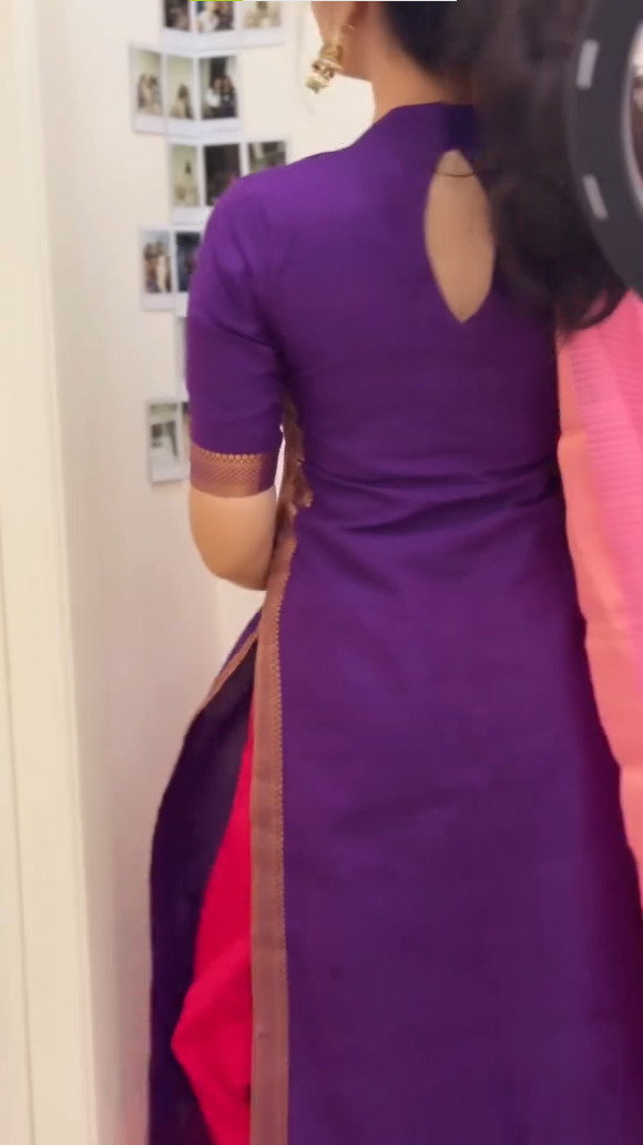 Purple Mangalagiri Semi Silk Salwar