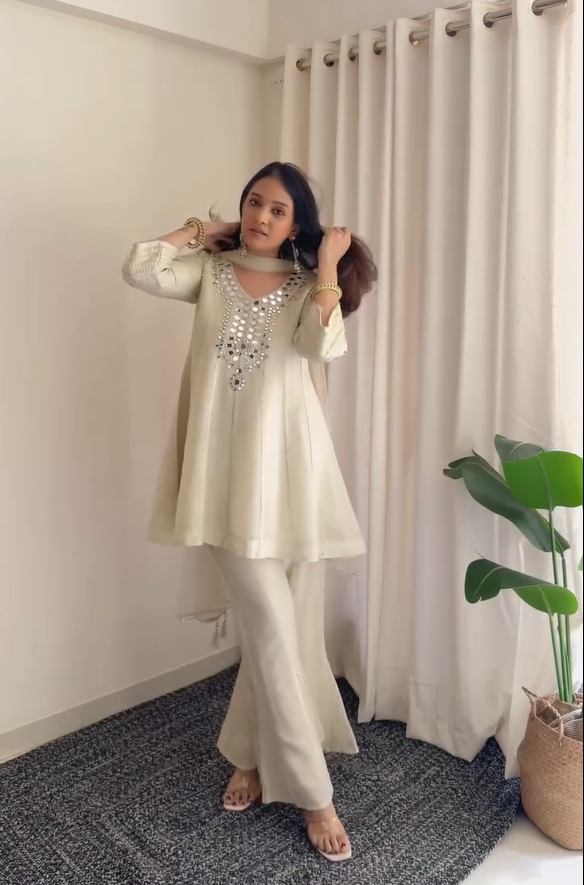 Mirror Embellished Ethnic Suit Set