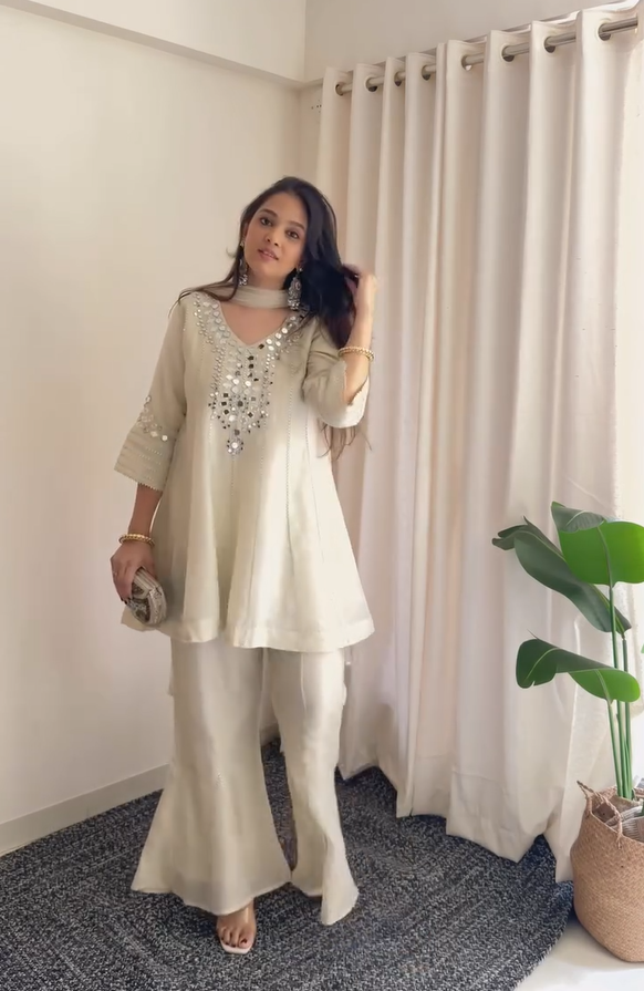 Mirror Embellished Ethnic Suit Set