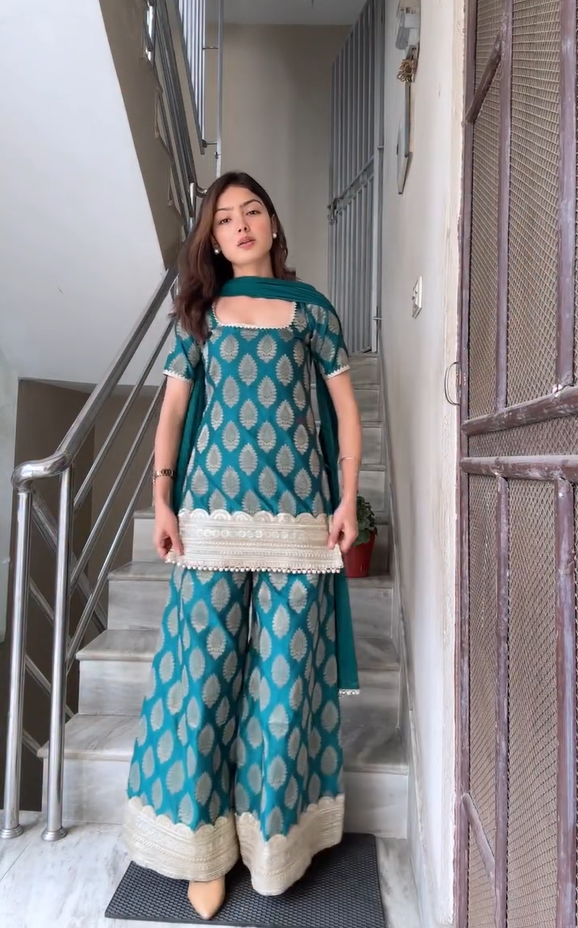 Rama Blue kurta and sharara Set