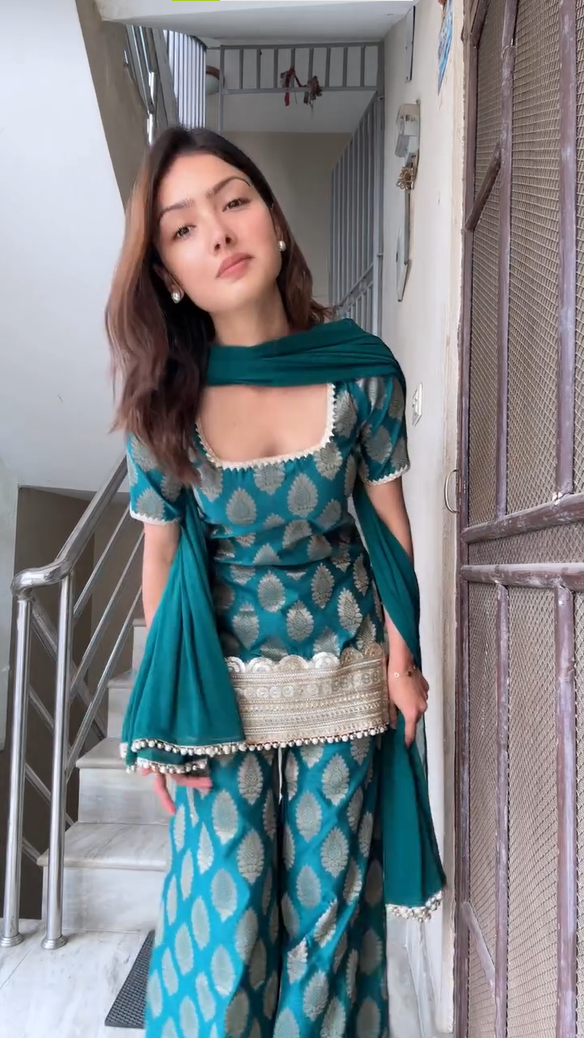 Rama Blue kurta and sharara Set