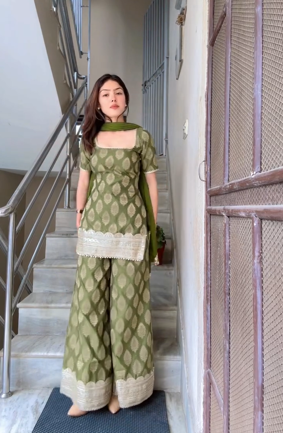 Mehendi Green kurta and sharara Set