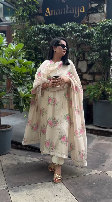 Pure Mulmul Chanderi Suit Set