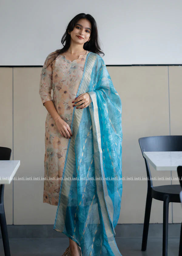 Blue Sky Garden Top & Dupatta Set