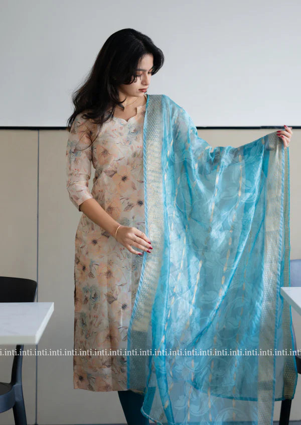 Blue Sky Garden Top & Dupatta Set